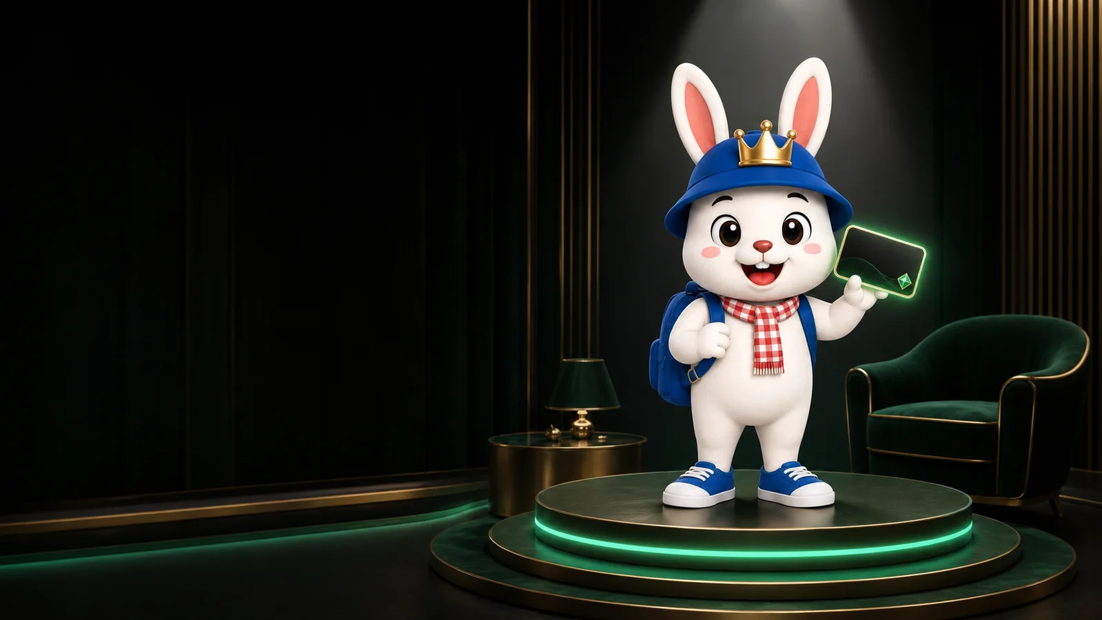 Rabbit8 mascot presenting a VIP membership card